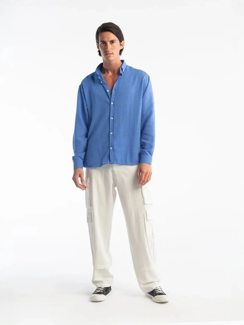 جيستو GIESTO Oversized Button-Up Long Sleeve Shirt